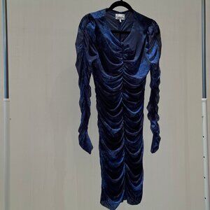Elegant Ruched Long-Sleeve Dress by Ganni